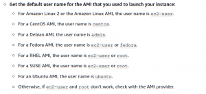 AWS Ec2 machine default user names
